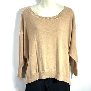 Old Navy Boatneck Tan 3/4-Sleeve Hi-Low hem Bat Wing Sweater